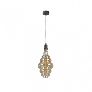Distribuidor - Lâmpadas Diversas | Lâmpadas Modernas | COLGANTE LORETO 1XE27 MARRON/AMBAR BOMBILLA INCLUIDA 8W 3000K 620LM REGX20X20 CM Ref: 167491002